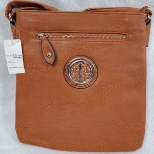 Faux burndt orange Leather Shoulder with multiple pockets Bag brand new